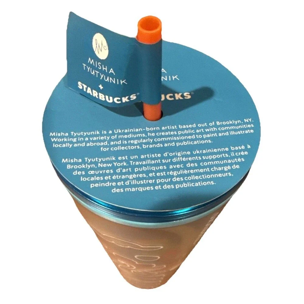 Starbucks Tumbler / Misha Tyutyunik 2025 / 9” / Straw. Lid & Flag